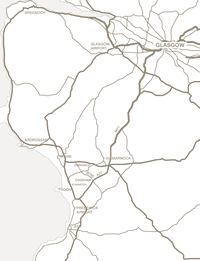  A map of Glasgow showing Coodham's location in relation to the city